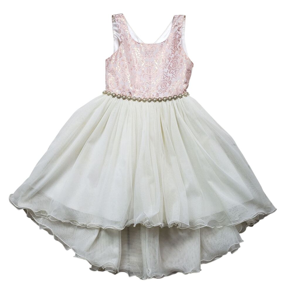 American Princess Jacquard Dress Girls Size 10 Ball Gown Pearl Tiered Tulle
